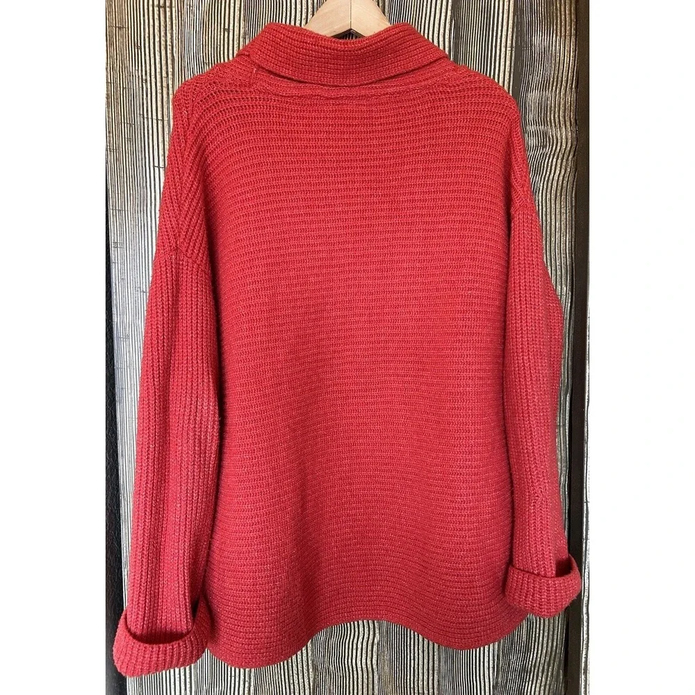 Anthropologie Pilcro Oversized Soft Boxy Red Knit Sweater Sz‎ MP Capsule Minimal